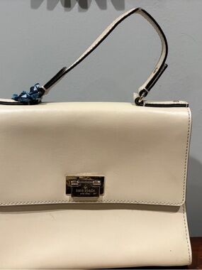 kate spade Cream Leather Top-Handle Satchel with Gold Hardware